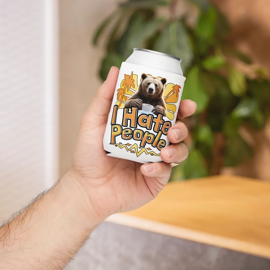 I Hate People Bear Hug Can Cooler product image (5)