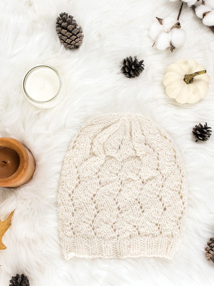 Herringbone Lace Hat Knitting Pattern - Heavenly product image (1)