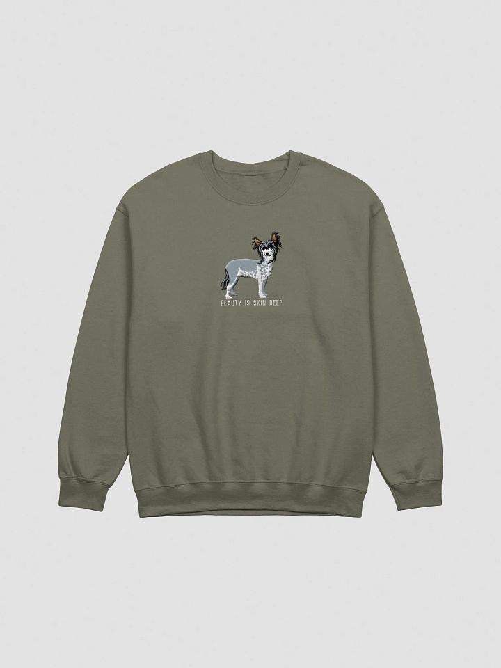 Beauty Is Skin Deep Sweatshirt (Embroidered) of a Chinese Crested Dog(Black) product image (13)