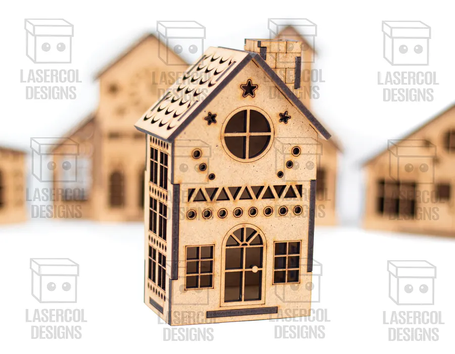 Christmas Houses Set 1 (5 Styles) - Laser Cut Files product image (9)