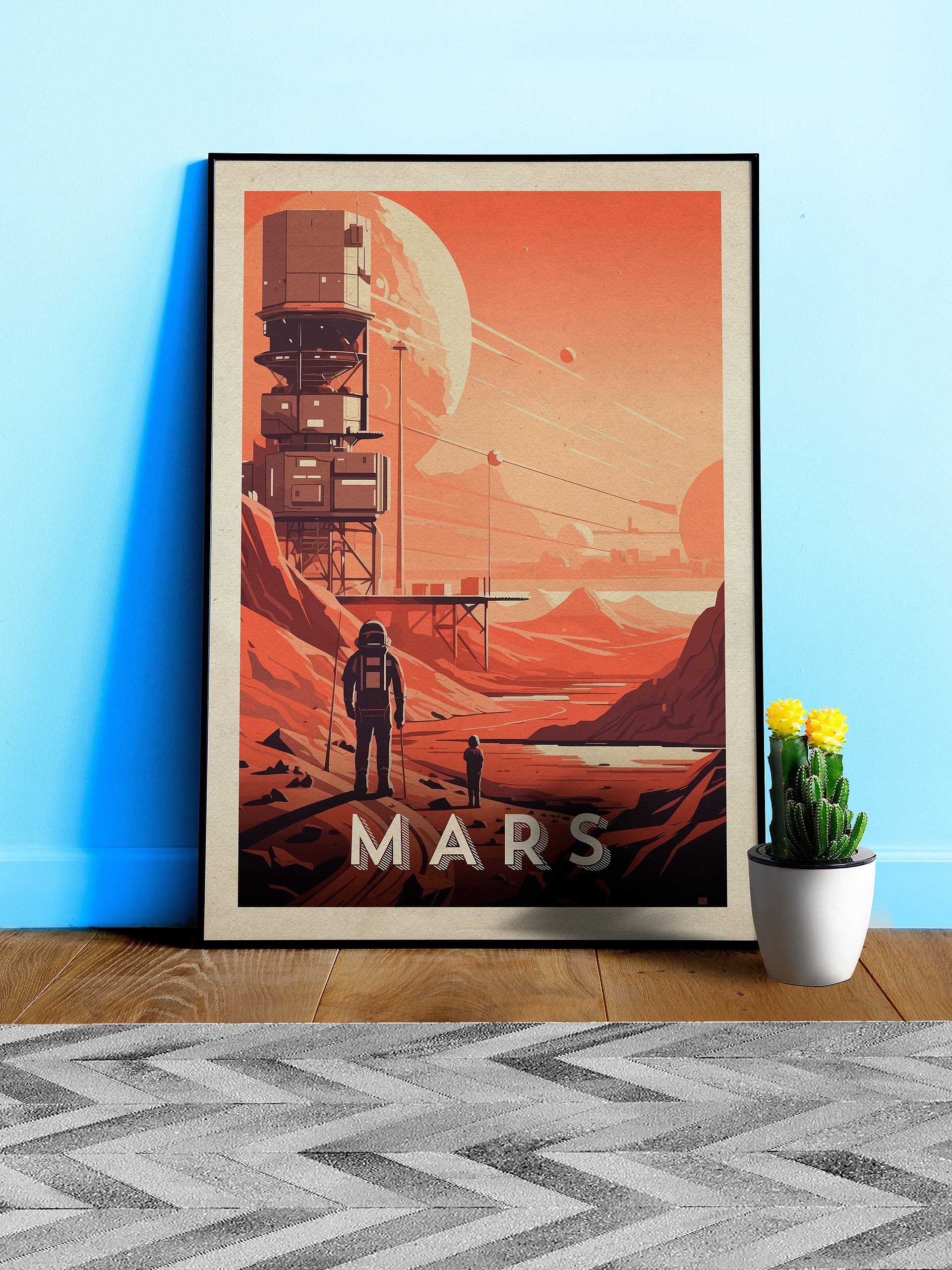 Mars, colony, astronaut — Vintage space poster product image (1)