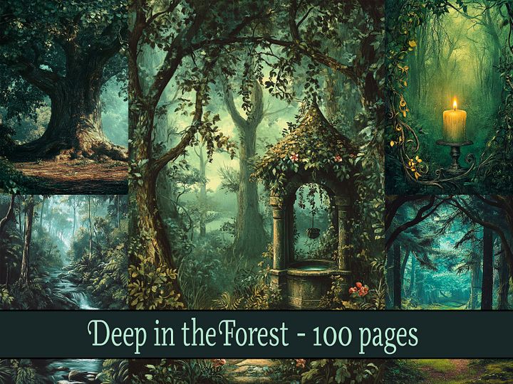 Deep in the Forest Digital Paper Pages for Scrapbook, Junk Journal and more product image (1)