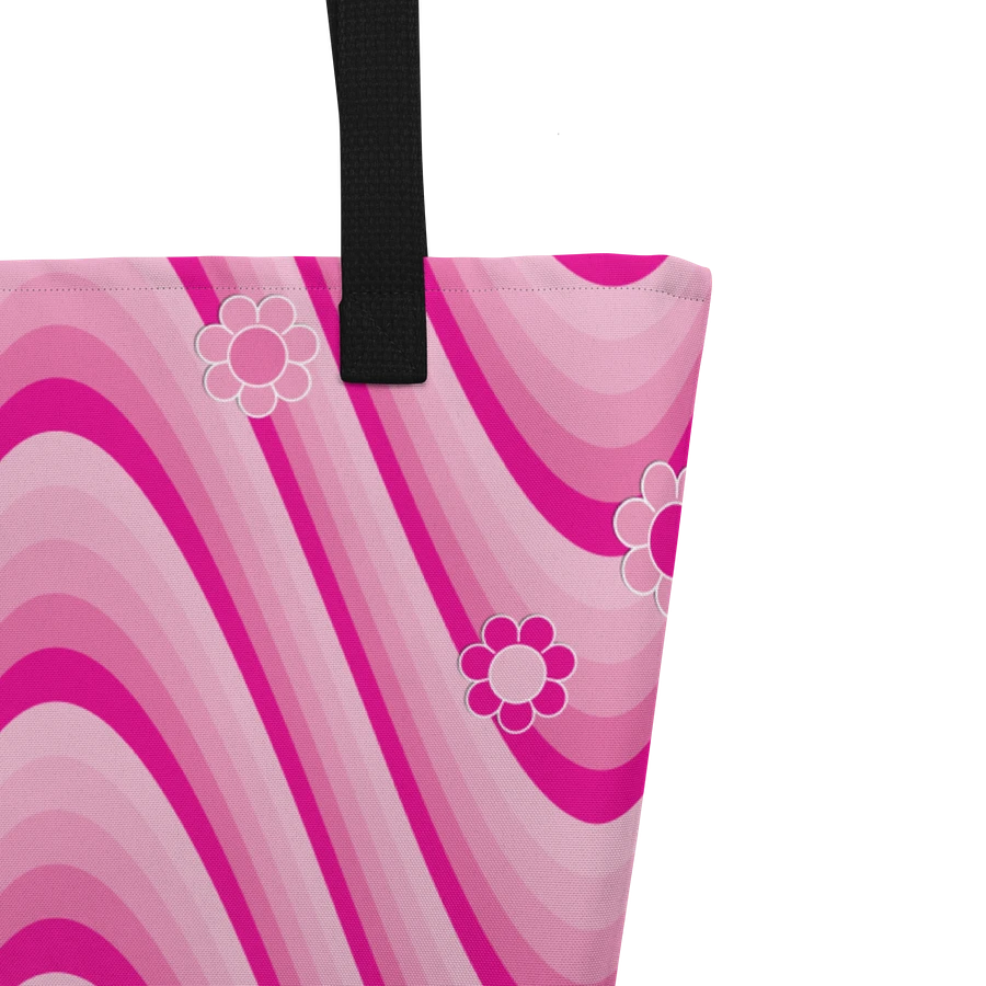 Retro Flowers Pink Wave Tote Bag product image (3)
