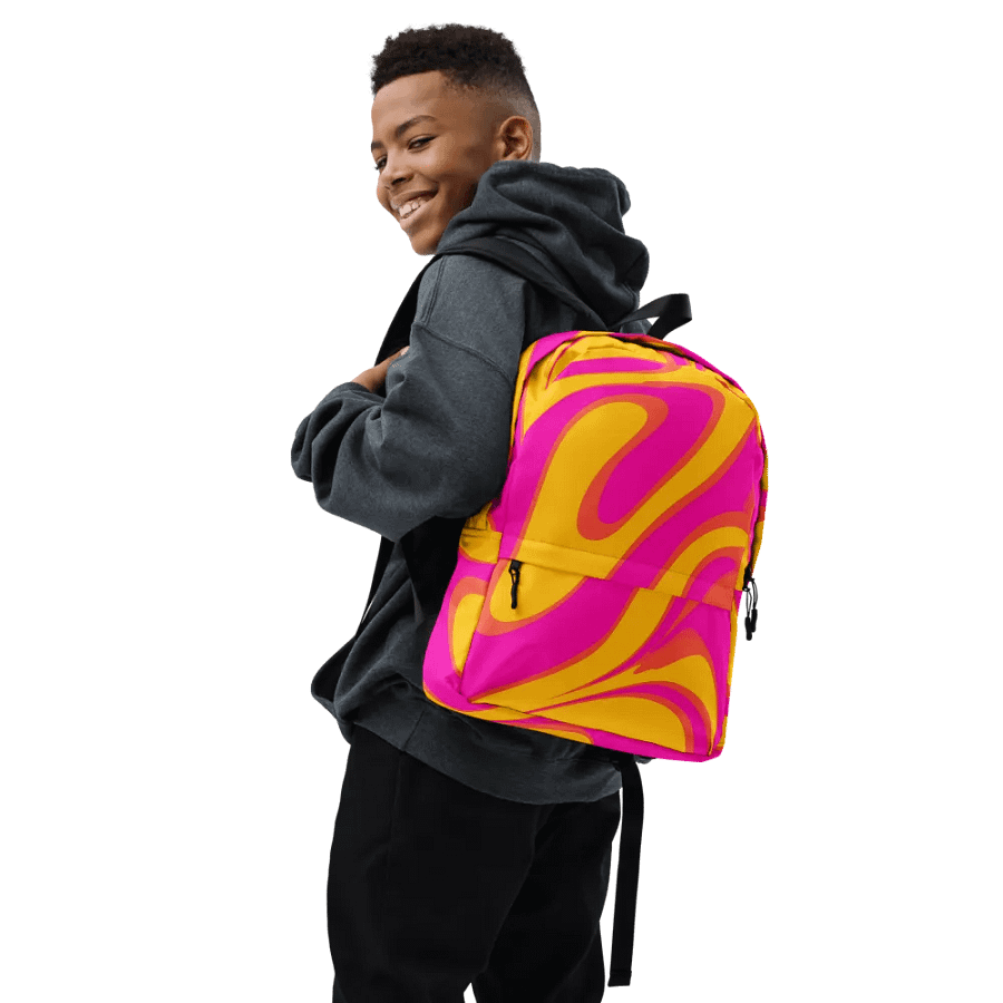Pink and Yellow Psychedelic Swirls All-Over Backpack product image (7)