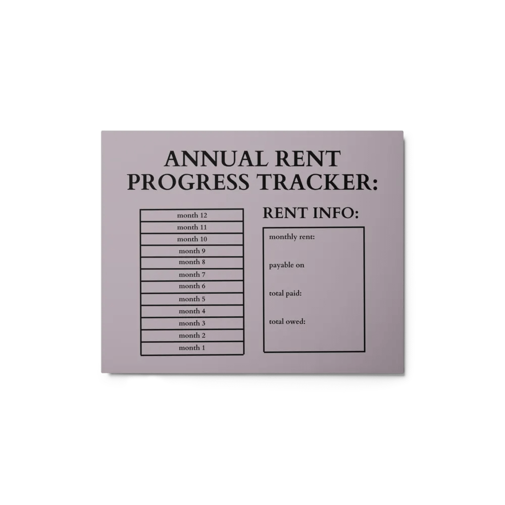 HIGHFALUTIN ANNUAL RENT TRACKER (black design 13) product image (1)