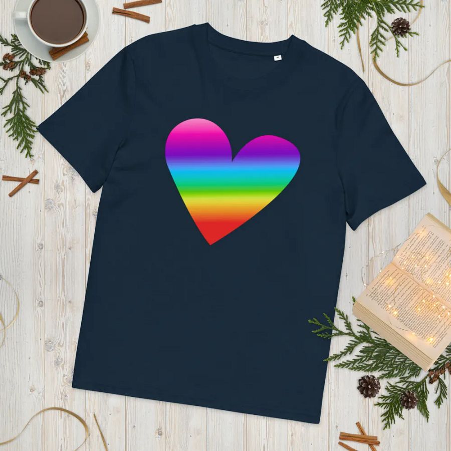 Rainbow Heart Stanley/Stella Organic Cotton T-Shirt product image (177)