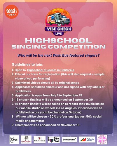 Yo, CAlifornia high schoolers! 🎸🎙️ READY TO BLOW UP THE MUSIC SCENE? 😎

Get hyped for VIBE CHECK LIVE, the ultimate singing c...