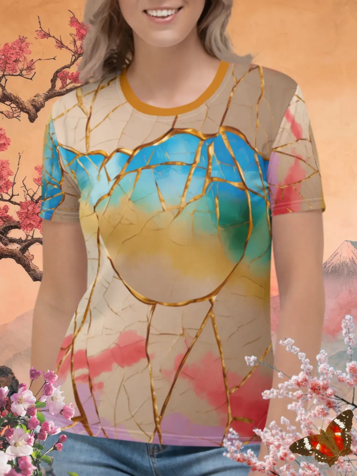 Rainbow Kintsugi Print T-Shirt product image (1)