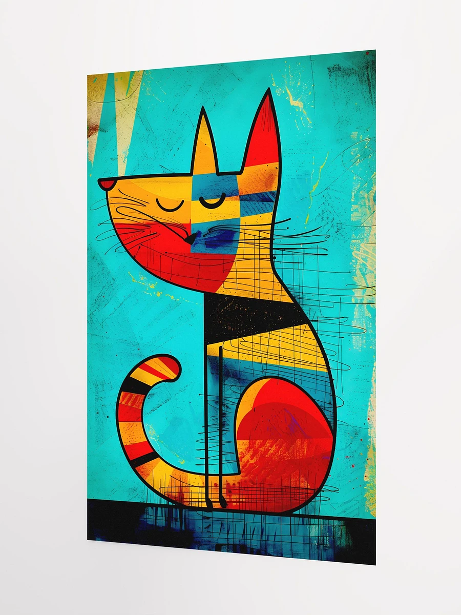 Cubist Whimsy: Abstract Colorful Cat Art Matte Poster product image (5)