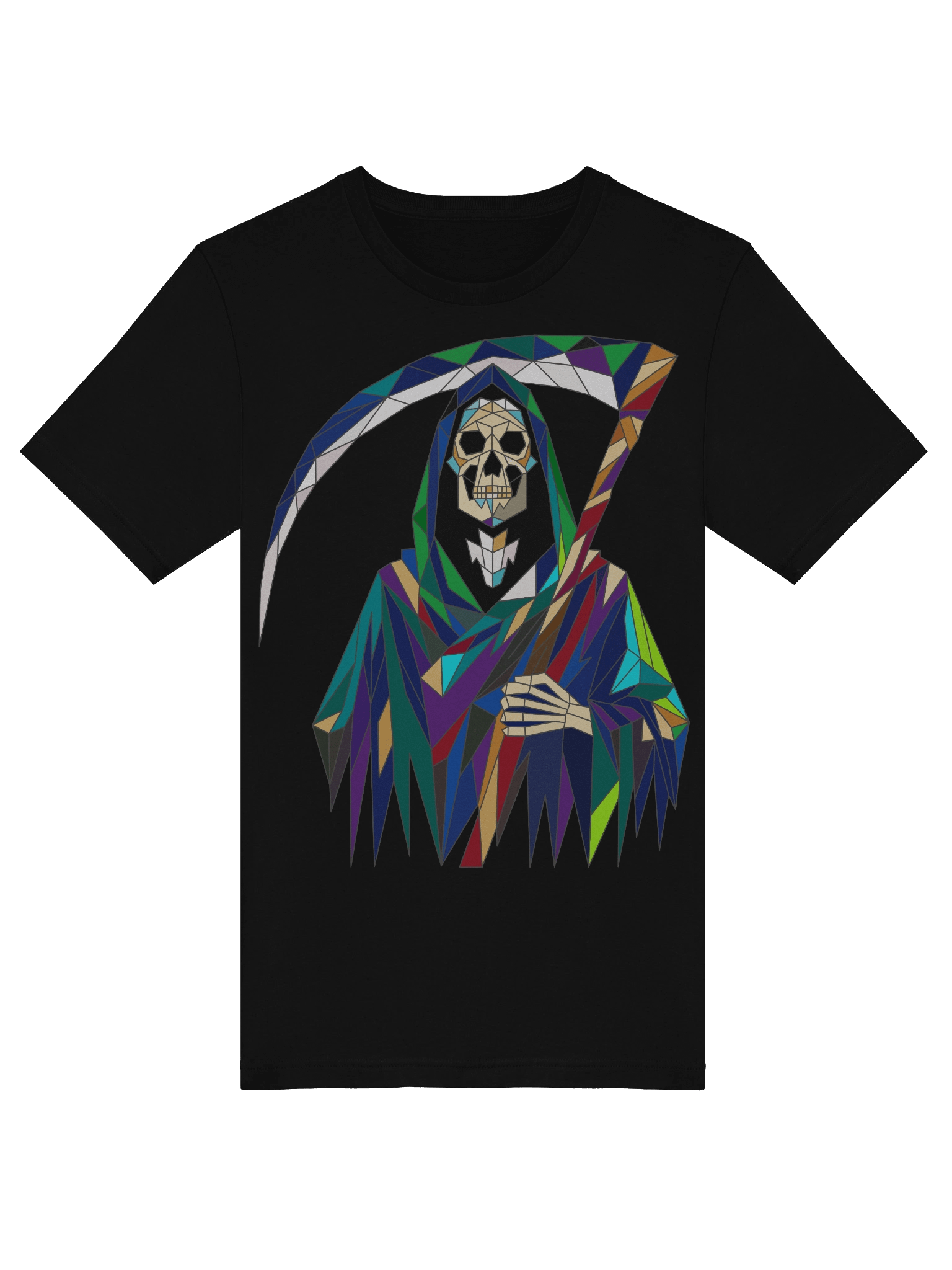 Geometric Grim Reaper T-Shirt | Colorful Skull Graphic Tee product image (5)