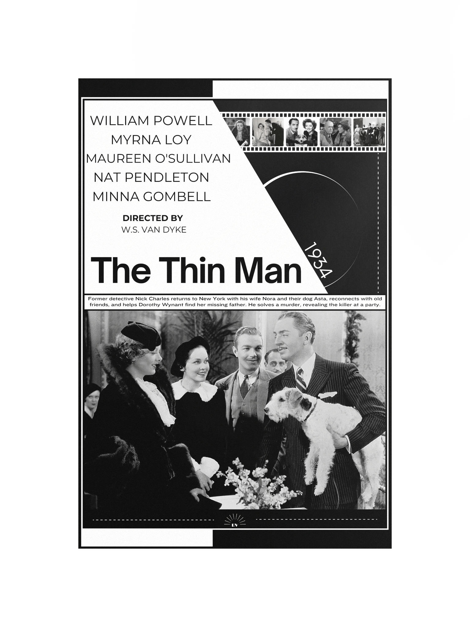 The Thin Man with William Powell and Myrna Loy 1934 | Movie Poster | 12x18 Wall Art product image (4)