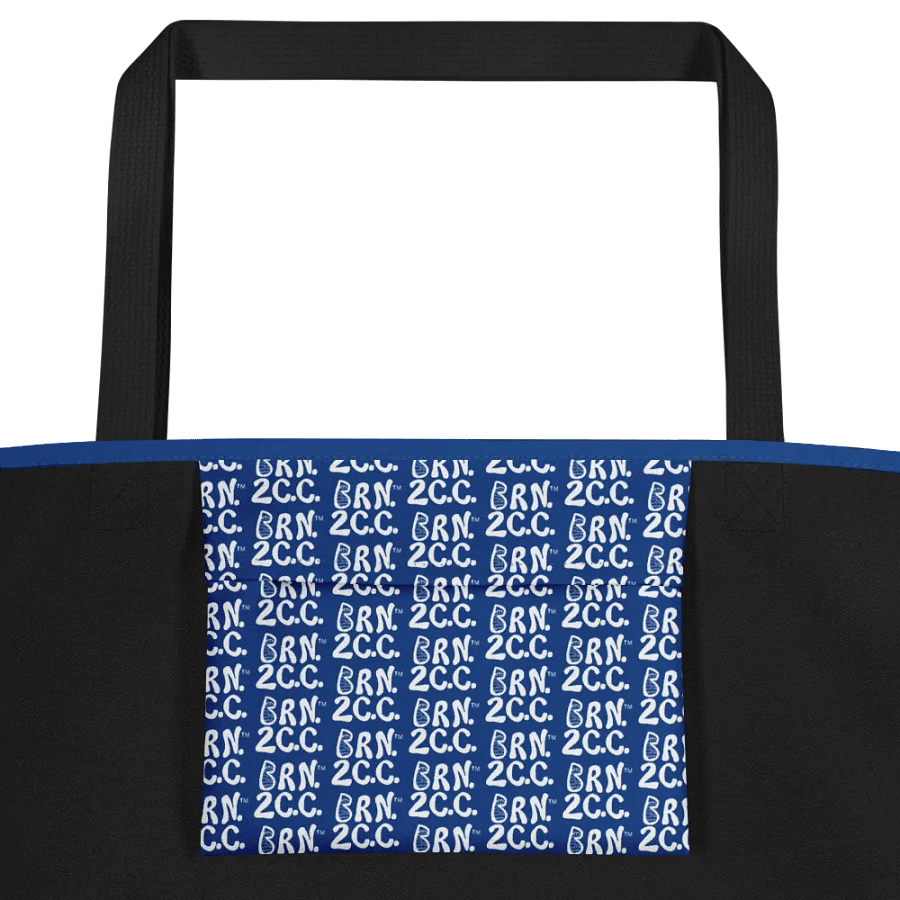 BOURNE to Cape Cod™ | Large Tote Bag with Pocket | Coastal Classic | All-Over Logo Print | White Logo on Vista Cerulean Blue product image (3)