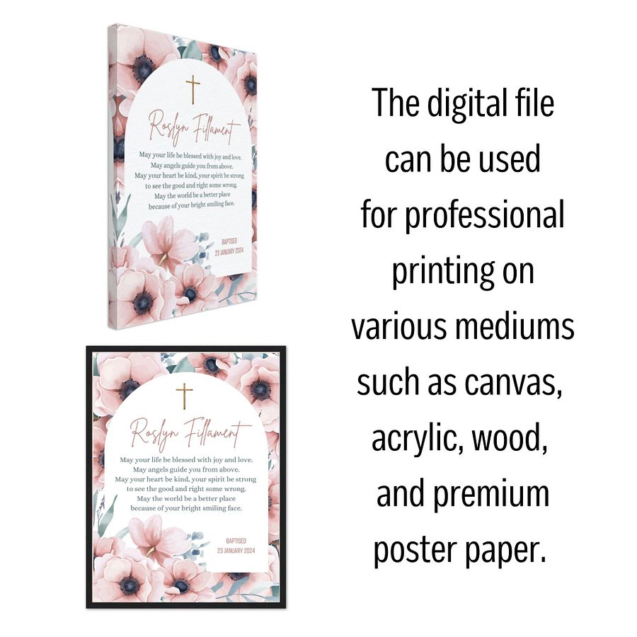 Pink Floral Arch Border Baptism Canva Template product image (6)