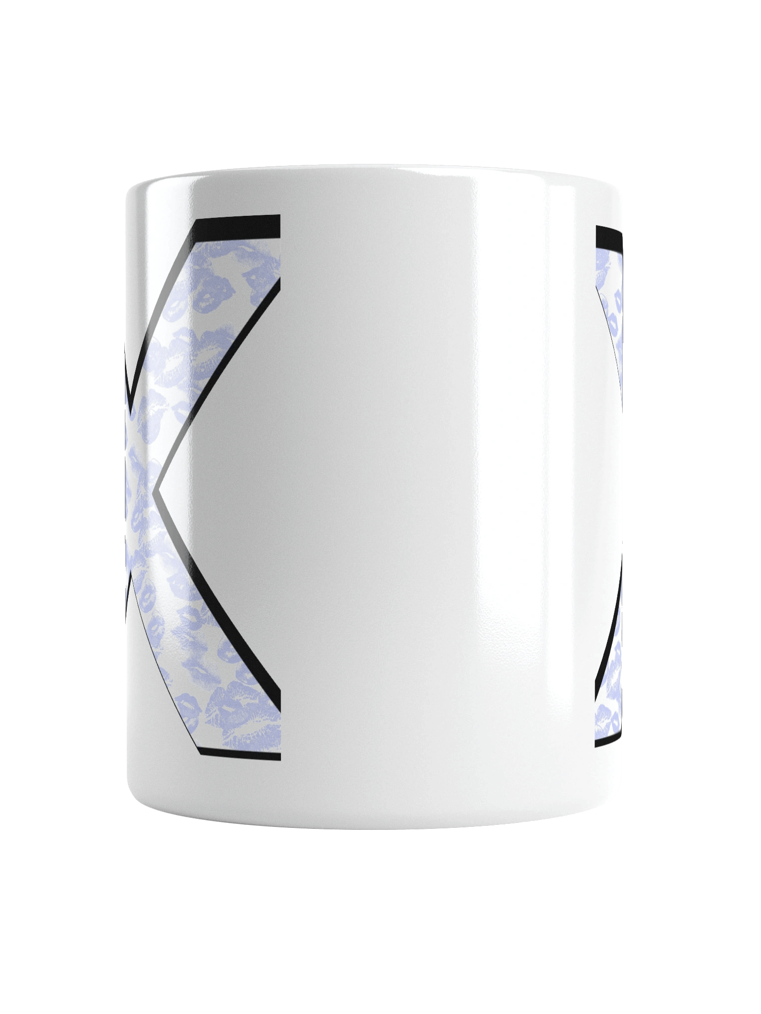 White X Light Blue Lipstick Kisses | Glossy White Mug product image (13)