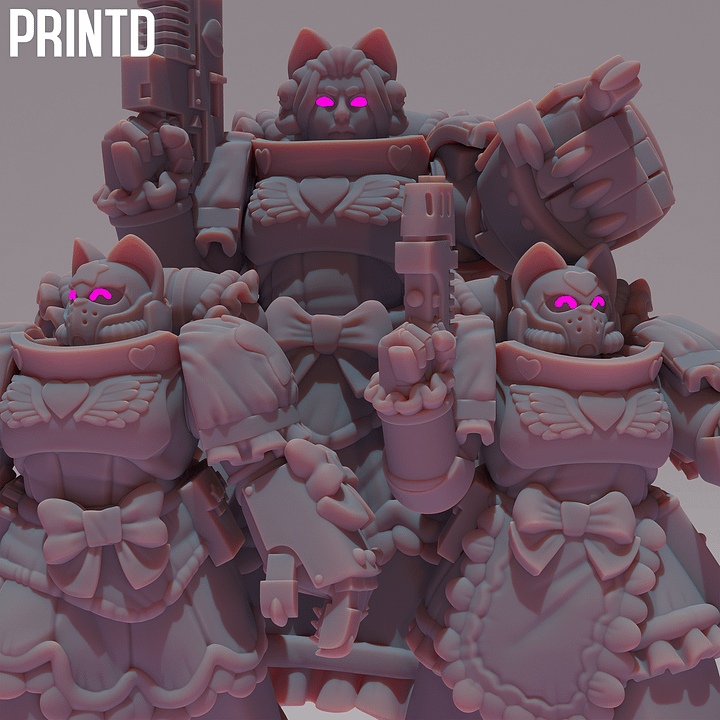 Cosmic Maids Soldiers Squad Builder Kit - Grimdark Future Maid Space Warriors Multipart Resin Model Building Kit Meme Models product image (1)