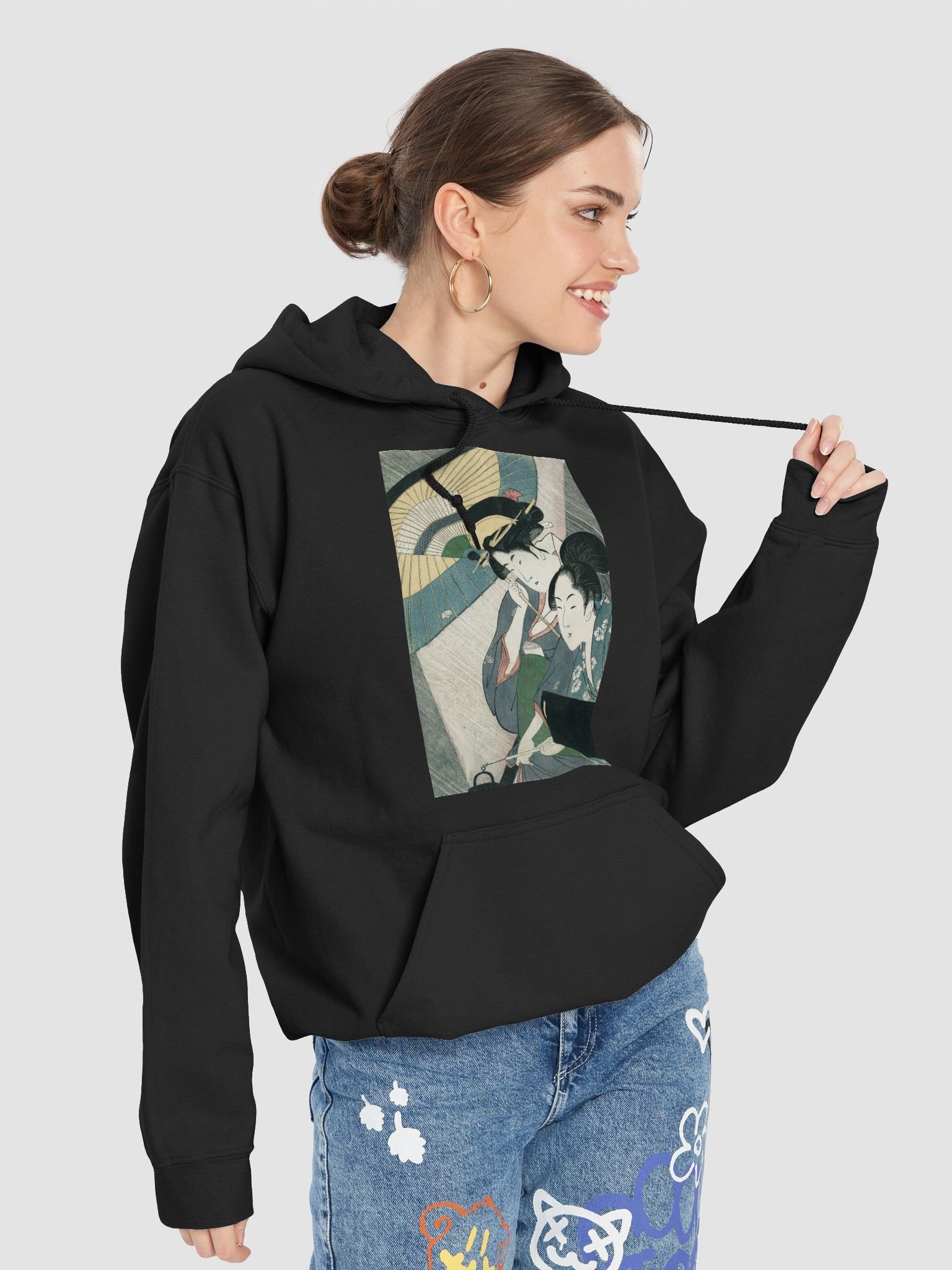 Two Japanese women with an umbrella Hoodie product image (7)
