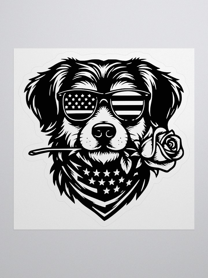 Cool Patriotic Dog Wearing Sunglasses & Rose | Border Collie Sticker product image (1)
