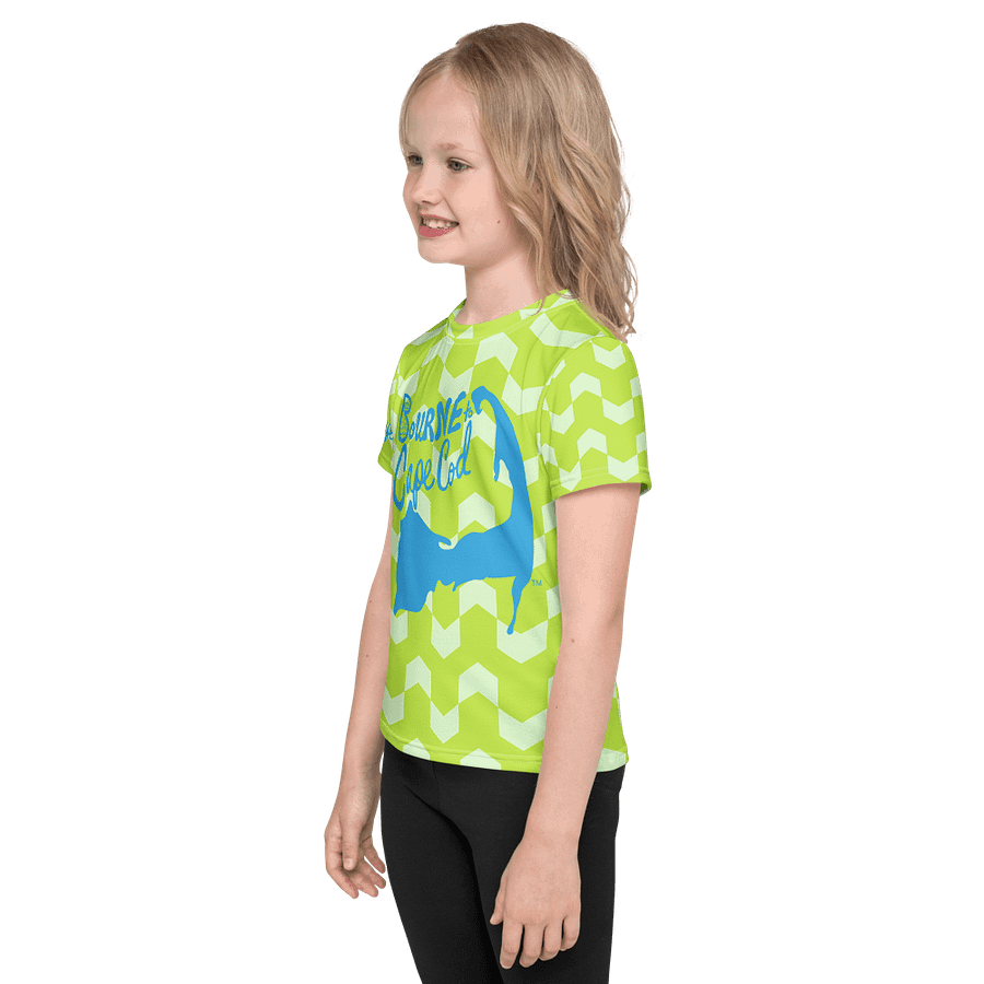 Girls' | Little Kids T-Shirt | BOURNE to Cape Cod™ | Vibrant Coastal Tee for Kids | Blue Logo on Citrine Arrows product image (3)