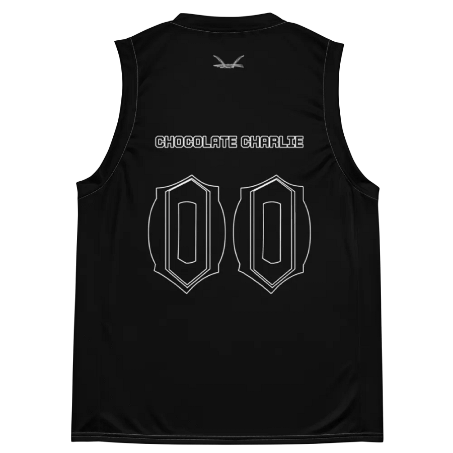 Capital Chocolate Charlie - Black - Recycled Unisex Basketball Jersey - White HApex Gear Black Logo product image (11)