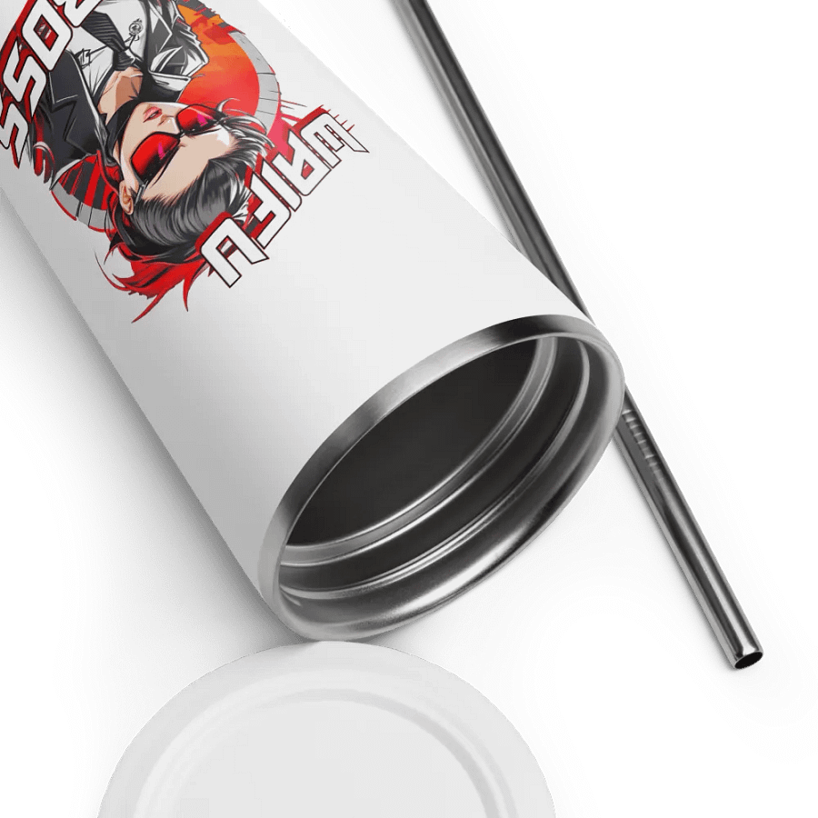 Waifu Boss 20 oz Tumbler Cup - White - Insulated Tumbler with a Straw v1 product image (9)