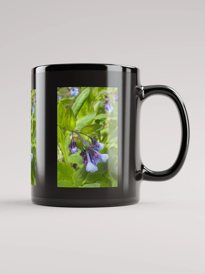 Blue and Purple April Wildflowers Black Coffee Mug product image (1)