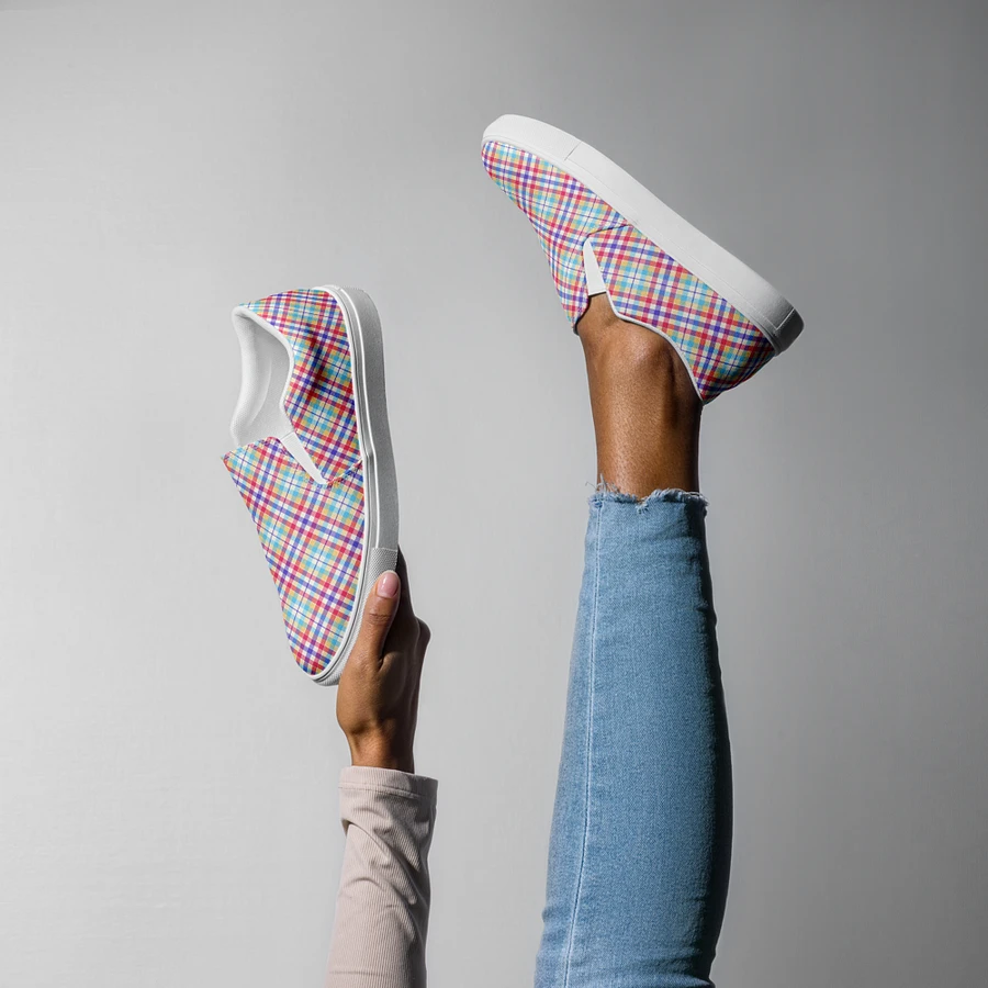 Purple, Pink, and Blue Plaid Women's Slip-On Shoes product image (8)