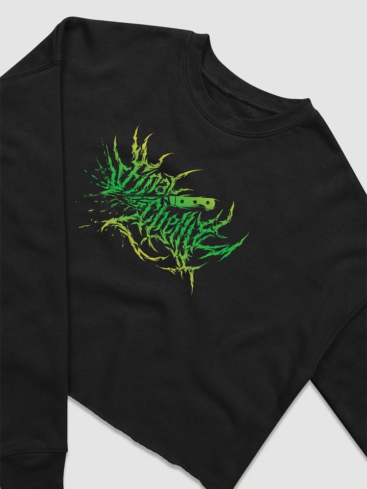 Keep It Metal Green Logo Womens Fleece Crop Top Printed Sweatshirt product image (2)