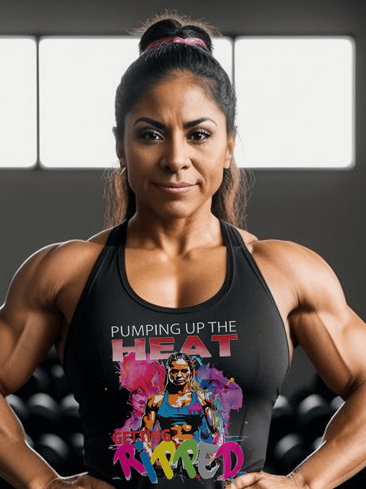 Pumping Up The Heat Getting Ripped Female Woman Bodybuilder Fitness Gym Tank Top product image (2)