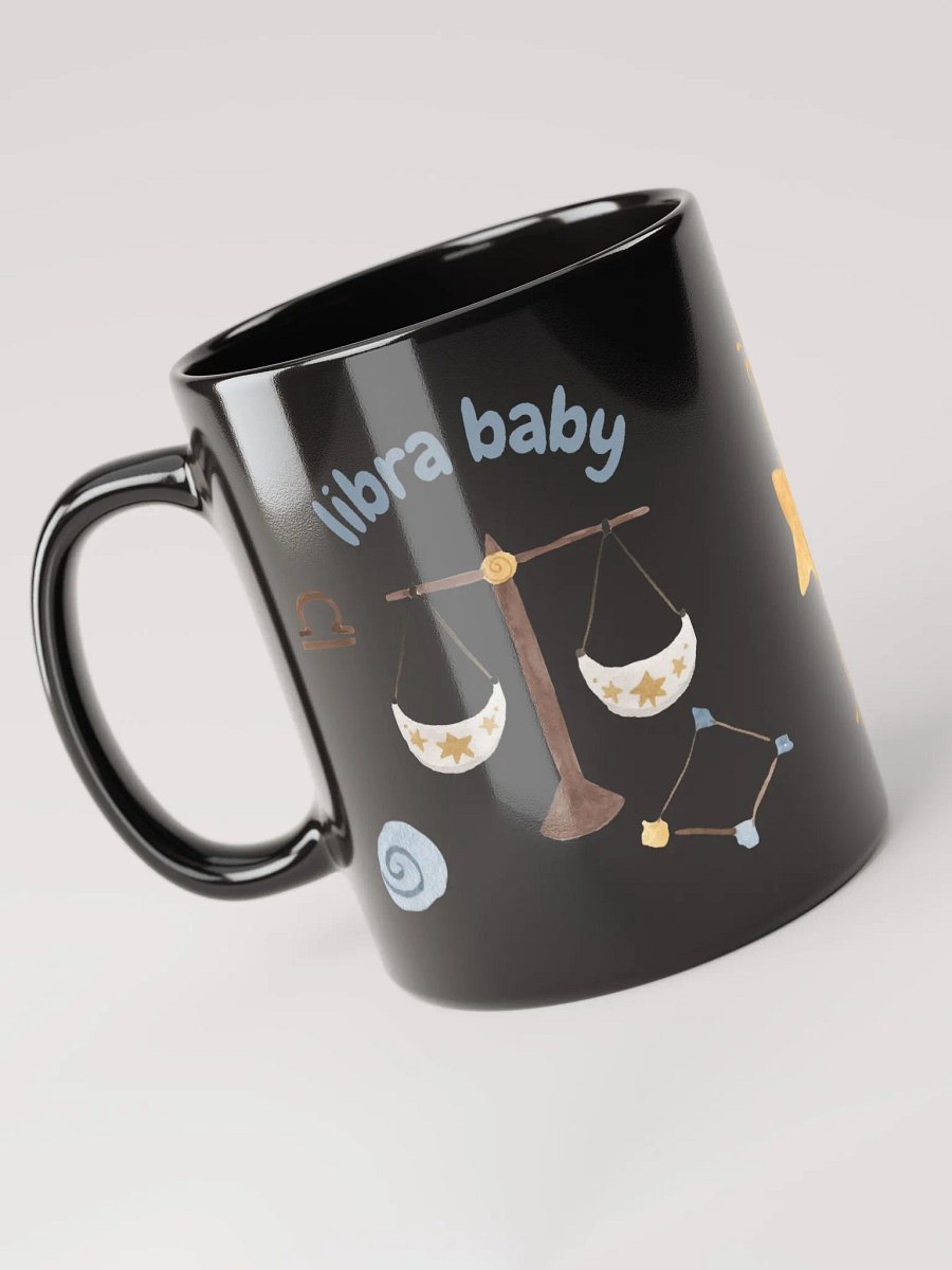 Libra Baby September 23 – October 23 BLACK GLOSSY MUG Baby Gift, New Baby Gift, Fun Astrology Gift product image (6)