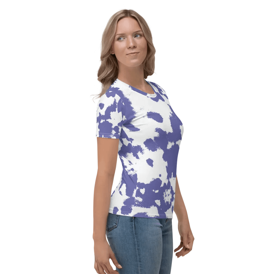 Women's Crew Neck T-Shirt Blue Pattern product image (4)