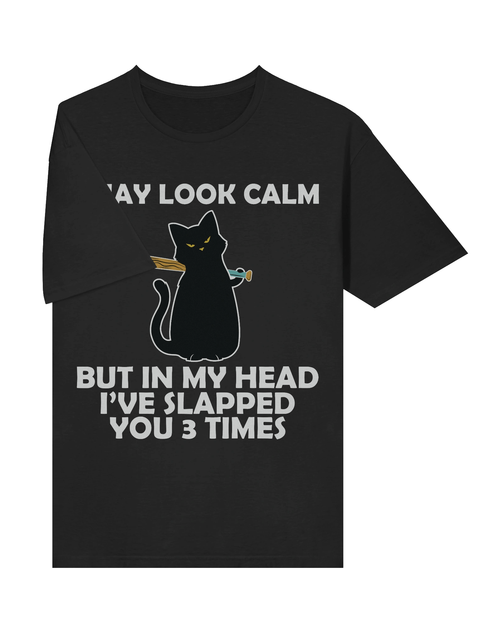 Meme – Psycho Black Cat – Bat Slap – Gildan Softstyle T-Shirt product image (3)