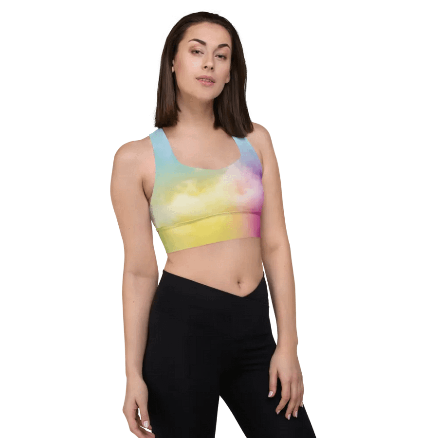 Blur cloud rainbow Design Longline Sports Bra - v3 product image (12)