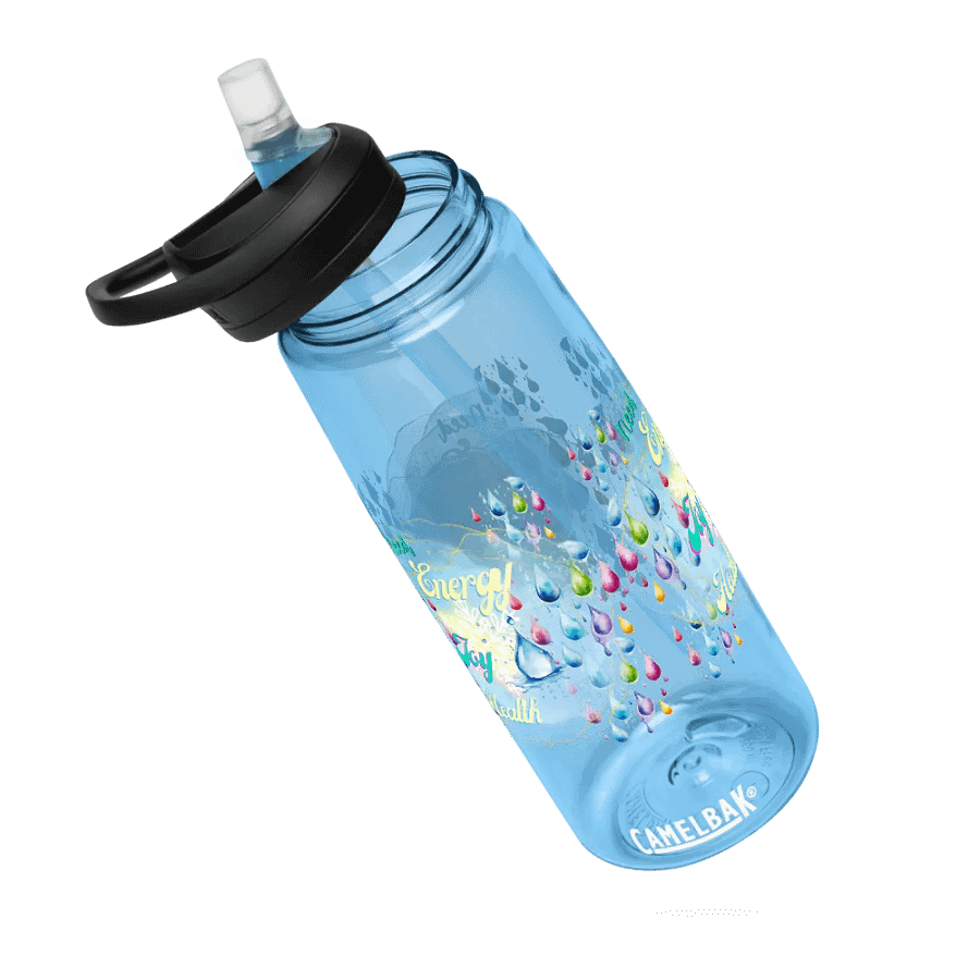 Camelback water bottle with beautiful swirly blue water drop splash and drops design featuring ' Need  Energy Love He product image (6)