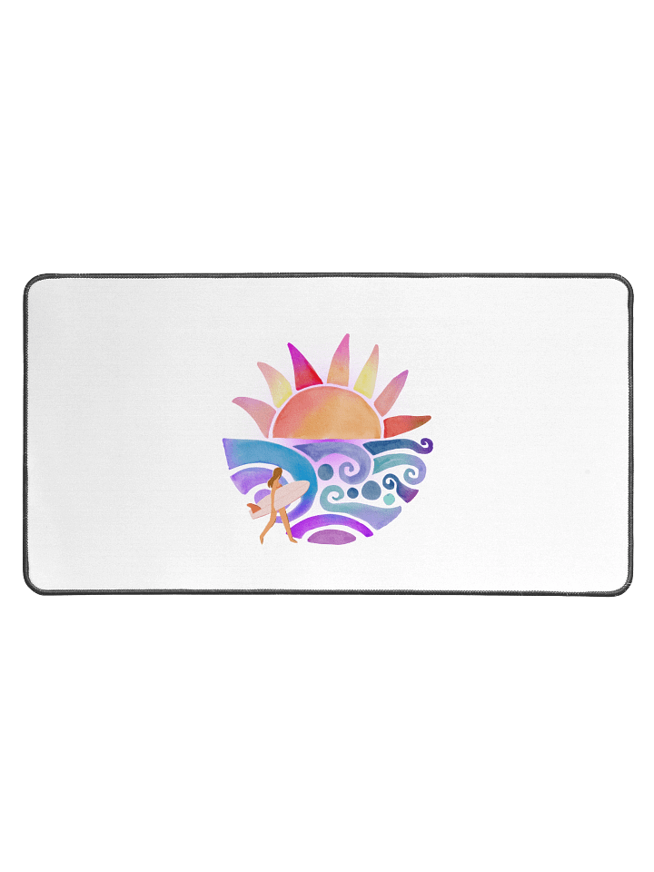 Sunset Surf Vibes Desk Mat | Retro Watercolor Beach Aesthetic product image (1)