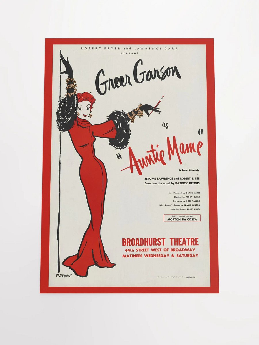 Vintage "Auntie Mame" Broadway Poster - Iconic Greer Garson in Scarlet Elegance product image (2)