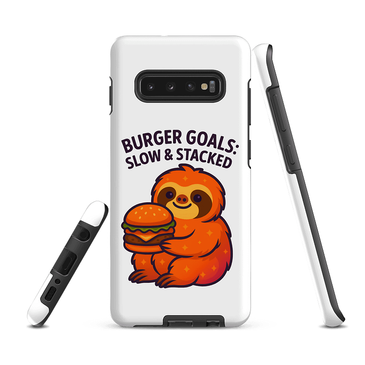 Burger Goals – Funny Sloth Samsung Case | Slow & Stacked Tough Phone Case – Sloths Having Snacks Collection product image (2)