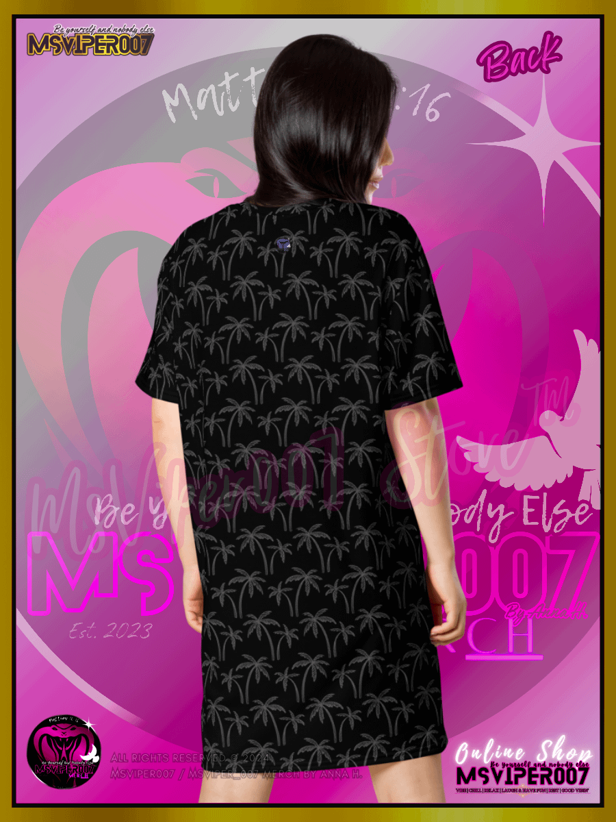 T-SHIRT DRESS - MSVIPER007'S "CHILL & VIBE™" (black/oasis blue | V2 ) T-SHIRT DRESS BY ANNA H. product image (5)