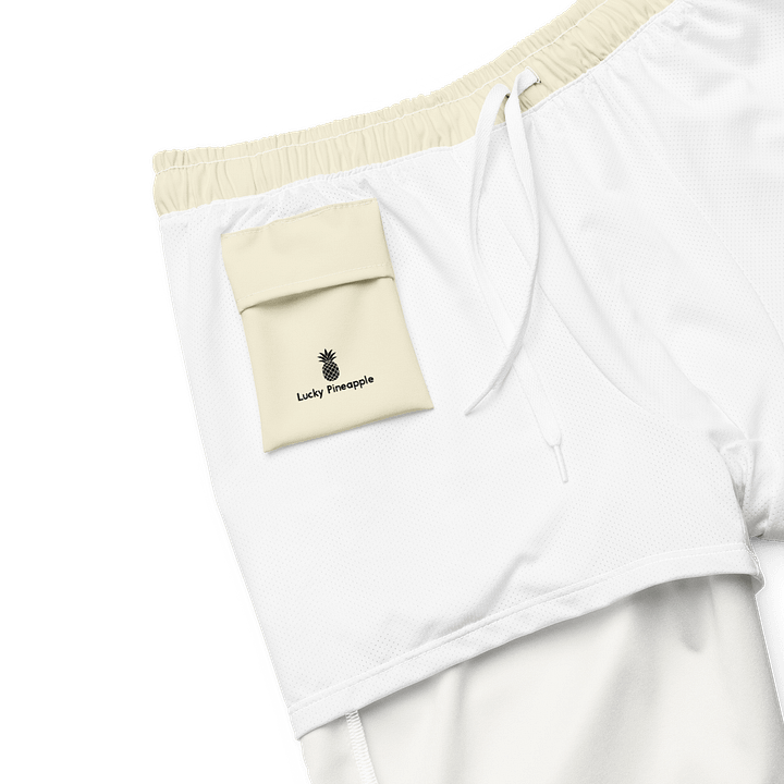 Off White Beige Solid Color Men's Swim Trunks product image (2)