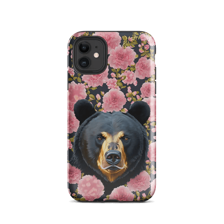 Black Bear with Pink Flowers Tough Case for iPhone product image (24)