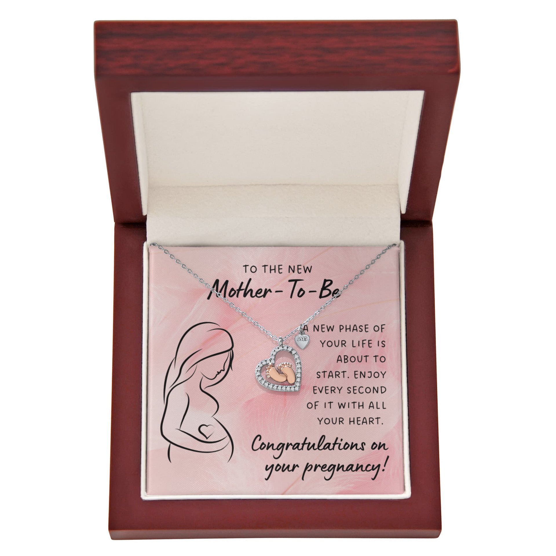 To the New Mother-To-Be Baby Feet Heart Necklace – New Phase Of Your Life product image (6)