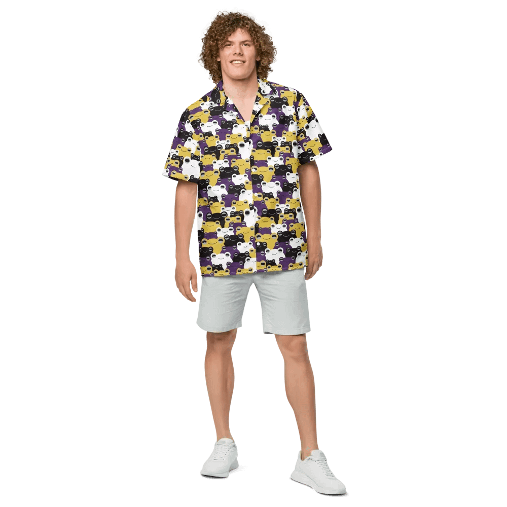 Frog-waiian Shirt Nonbinary Flag Colors product image (4)