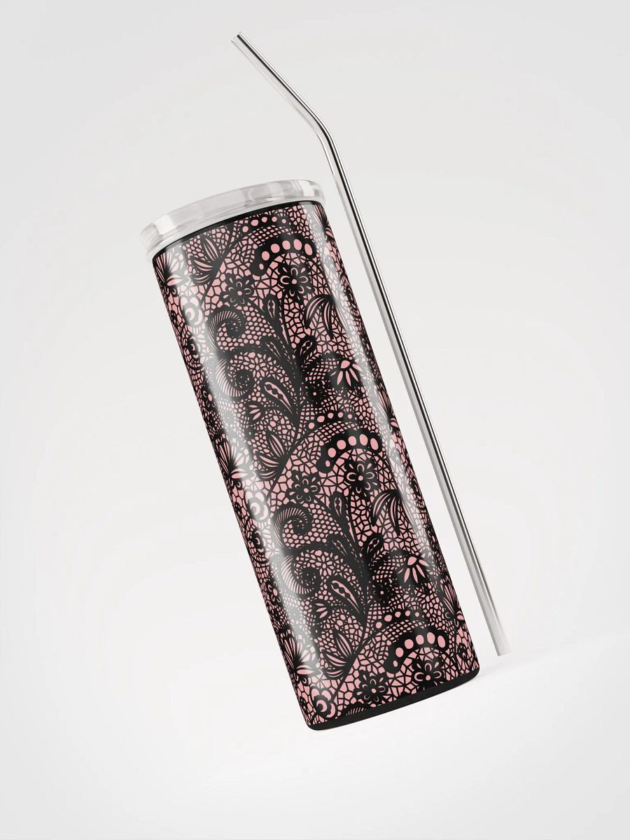 Charming Pink & Black Lace Stainless Steel Tumbler | Eco-Friendly Design product image (3)