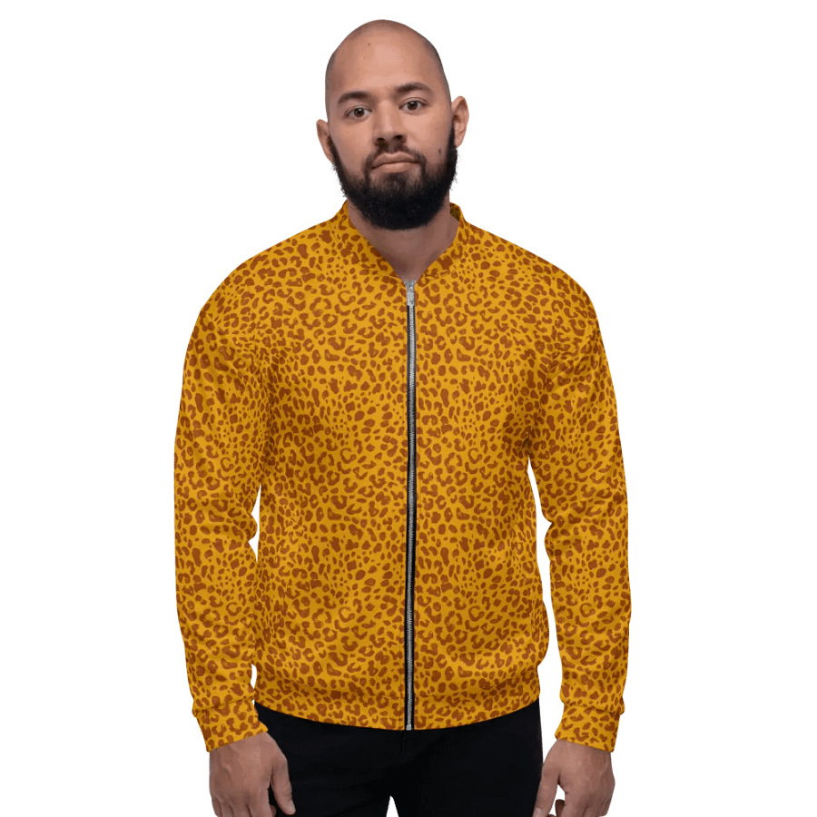Leopard Print Honey Yellow Bomber Jacket product image (4)