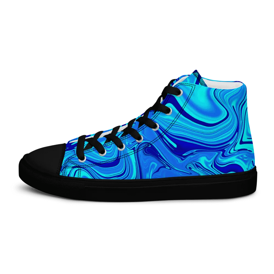 Men's High Top Canvas Shoes - Light and Dark Blue Digital Fluid Art product image (9)