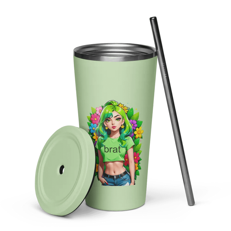 Brat 20 oz Tumbler Cup - Mint - Insulated Tumbler with a Straw v2 product image (7)