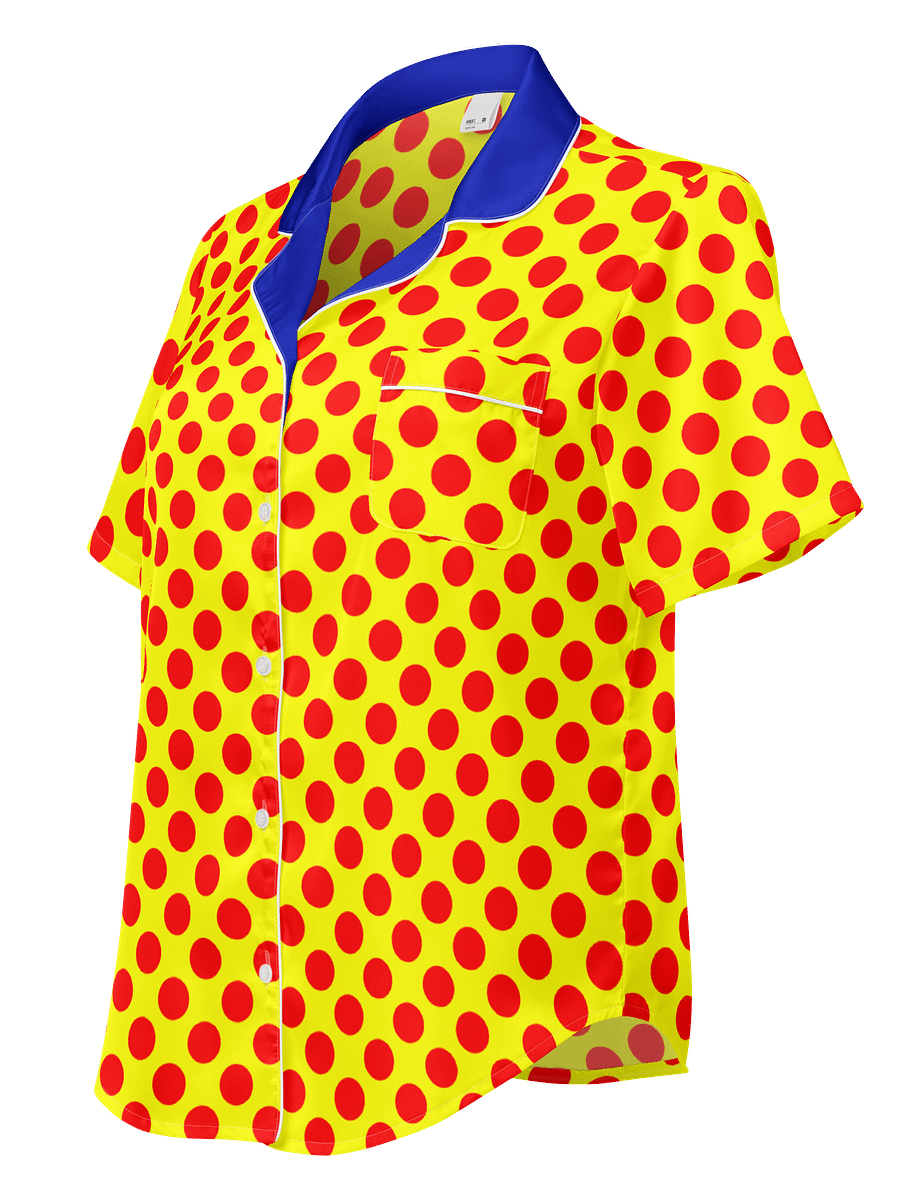 Red Polka Dots on Yellow Women's Short Sleeve Pajama Top product image (1)