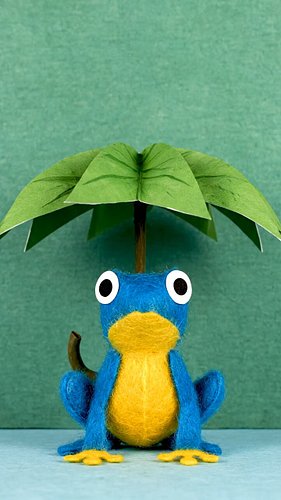 Cute blure felt frog beneath paper palm tree umbrella #frog #asmr #felt #papercraft