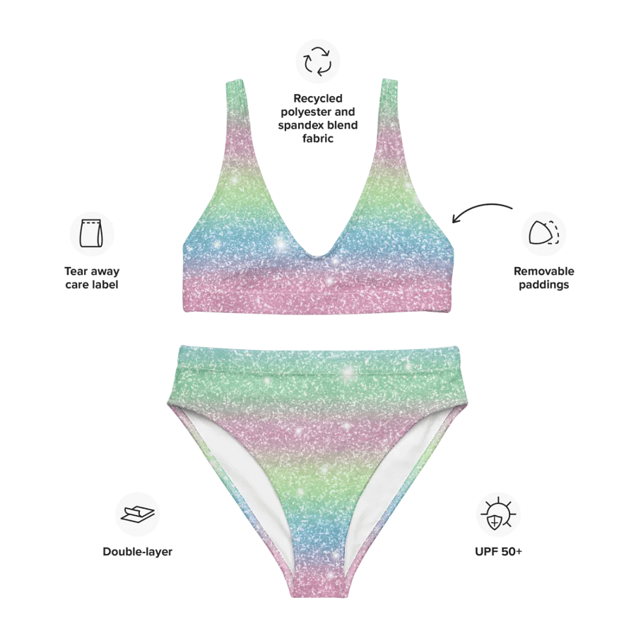 Glitter Unicorn Texture Design High Waisted Bikini (9) product image (3)