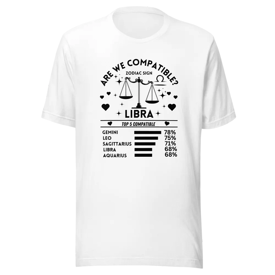 Libra Zodiac Sign Romantic Compatibility T-Shirt - Bella Canvas 3001 Unisex Staple T-Shirt - Light Colors product image (3)
