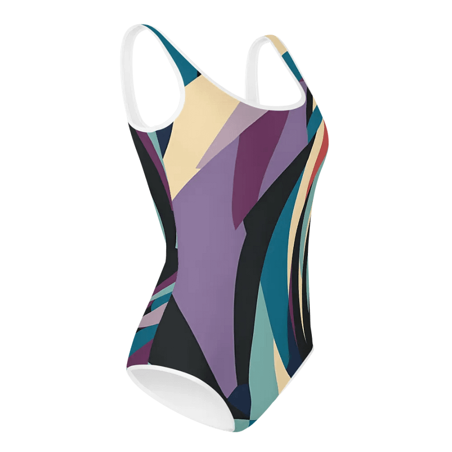 Abstract Lithographic Pattern Design Youth One Piece Swimsuit - V5 product image (3)